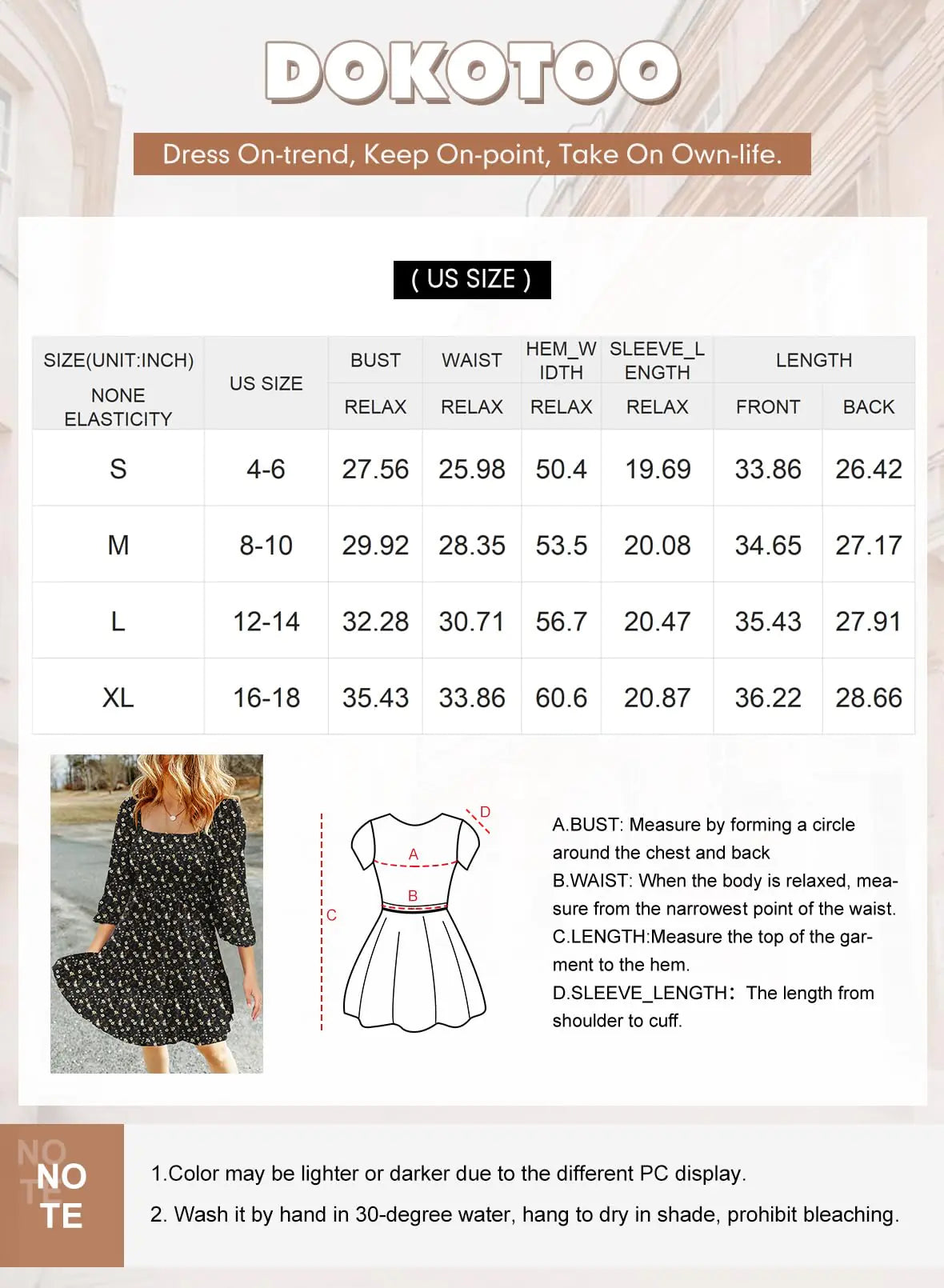 Dokotoo Womens Summer Fall Dresses 2024 Boho Floral Square Neck Smocked 3/4 Sleeve Casual A-Line Swing Mini Babydoll Dress Medium Red 1