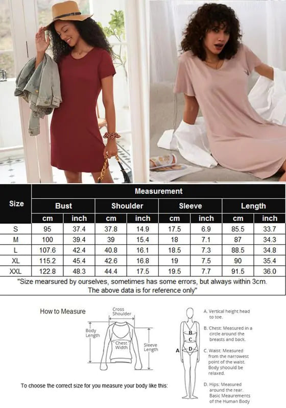 Ekouaer 2 Pack Nightgowns for Women Sleapwear Short Sleeve Night Shirts Soft Sleep Dress Classic NightDress S-XXL Light Yellow+rose Red XX-Large